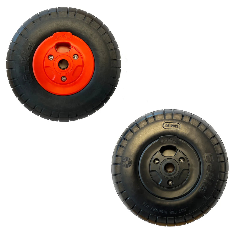 Cargue la imagen en el visor de la galería, Eckla Rad pannensicher 260 mm mit Rollenlager in schwarz und rot