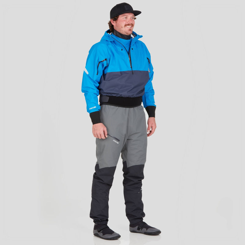 Cargue la imagen en el visor de la galería, NRS Riptide Paddeljacke in blau von vorne getragen