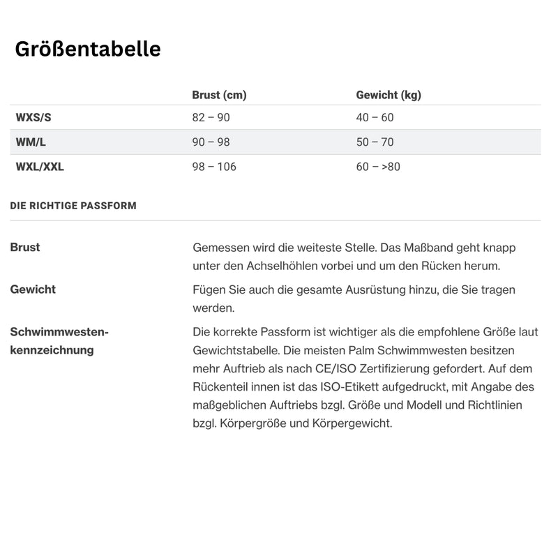 Laad de foto op in Galerie -Viewer, Palm Schwimmwesten Größentabelle Damen