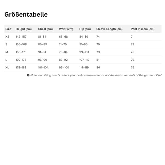 NRS Größentabelle Neoprenanzug Ignitor Damen
