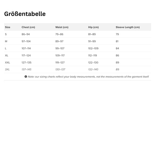 NRS Größentabelle Neoprenjacke Ignitor Männer