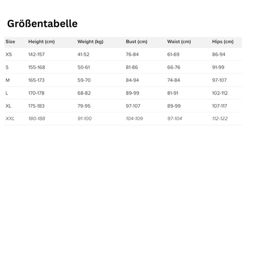 NRS Größentabelle Paddeljacke Tor Damen
