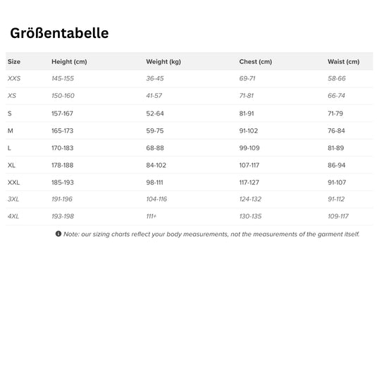 NRS Größentabelle Paddeljacke Tor