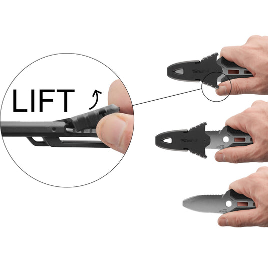 NRS Titanium Co-Pilot Knife Kajakmesser in verschiedenen Positionen