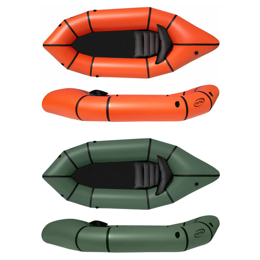 Nortik TrekRaft Packraft ohne Verdeck in orange und dunkelgrün