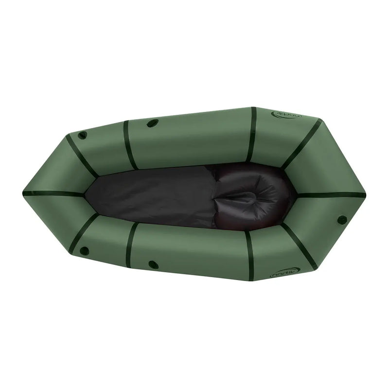 Load image into Gallery viewer, Nortik LightRaft Packraft in dunkelgrün von oben
