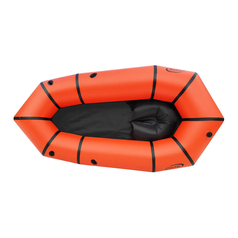 Load image into Gallery viewer, Nortik LightRaft Packraft in orange von oben
